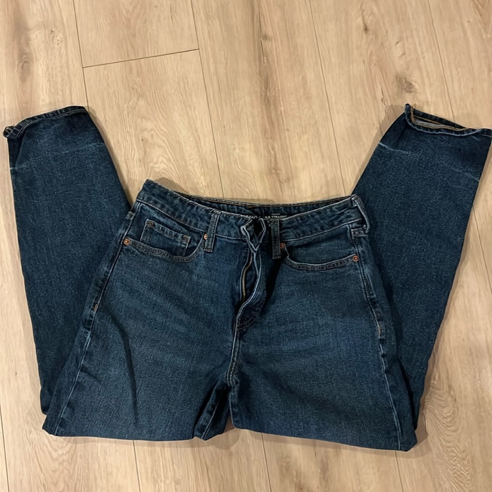 Straight blue jeans